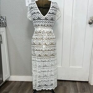 SPIAGGIA DOLCE LACE BATHING SUIT COVER - UP MAXI DRESS SMALL